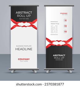 creative modern vector business roll up banner with red ribbon