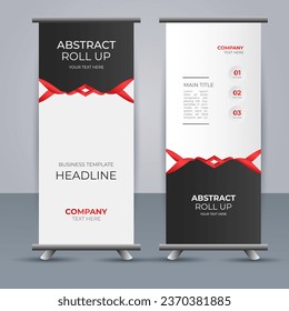 creative modern vector business roll up banner with red ribbon
