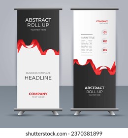 creative modern vector business roll up banner with red ribbon