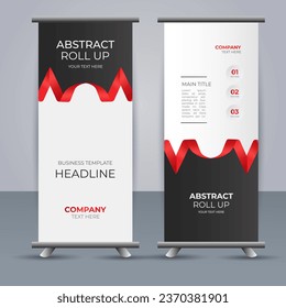 creative modern vector business roll up banner with red ribbon