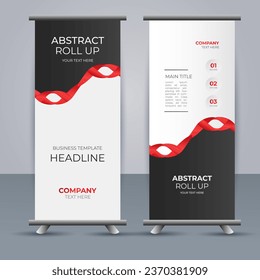 creative modern vector business roll up banner with red ribbon