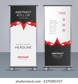 creative modern vector business roll up banner with red ribbon