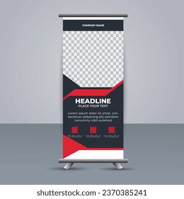 creative modern vector business roll up banner with red and black shapes