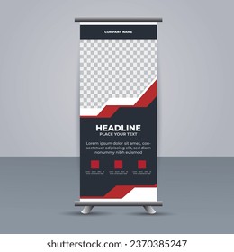 creative modern vector business roll up banner with red and black shapes
