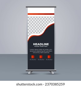 creative modern vector business roll up banner with red and black shapes