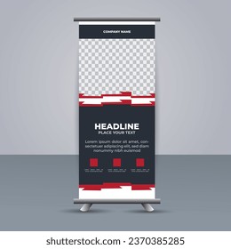 creative modern vector business roll up banner with red and black shapes