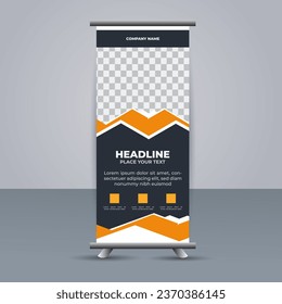 creative modern vector business roll up banner with yellow shapes