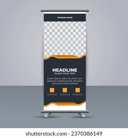 creative modern vector business roll up banner with yellow shapes