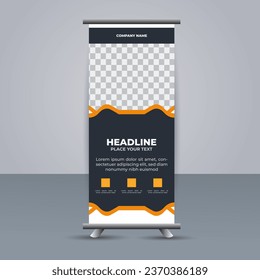 creative modern vector business roll up banner with yellow shapes