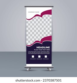 creative modern vector business roll up banner with purple shapes