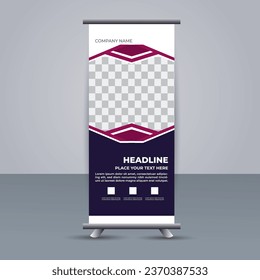 pancarta vectorial moderno creativo enrollar pancartas con formas púrpuras