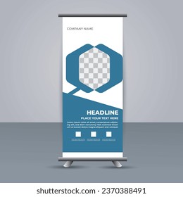 pancarta vectorial moderno creativo de bobina de negocio con formas azules