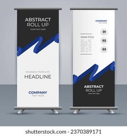 creative modern vector business roll up banner with abstract blue and black shapes