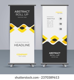 creative modern vector business roll up banner with abstract yellow and black shapes