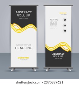 creative modern vector business roll up banner with abstract yellow and black shapes