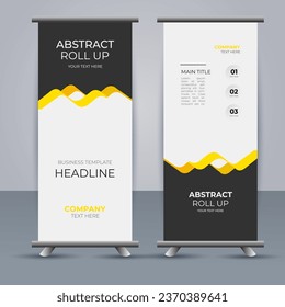 creative modern vector business roll up banner with abstract yellow and black shapes