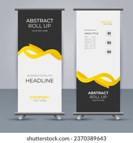 creative modern vector business roll up banner with abstract yellow and black shapes