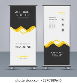 creative modern vector business roll up banner with abstract yellow and black shapes