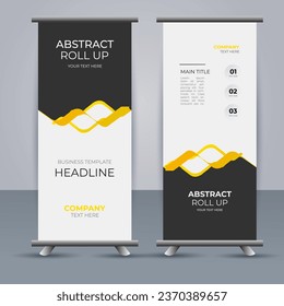 creative modern vector business roll up banner with abstract yellow and black shapes