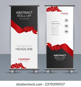 creative modern vector business roll up banner with abstract red shapes
