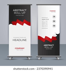 creative modern vector business roll up banner with abstract red shapes
