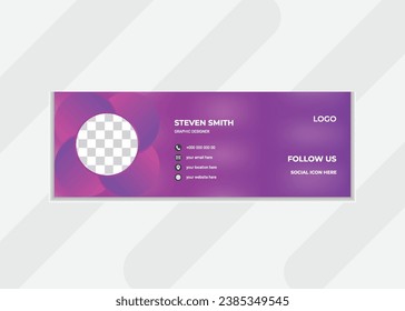 plantilla de diseño creativo y moderno de diseño de firmas de correo electrónico vectorial con diseño moderno de color gradiente y simulación.