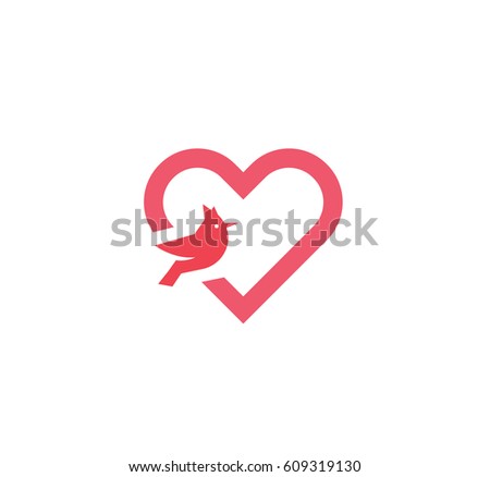 Creative modern vector logo of bird and heart