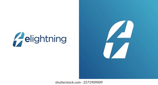 creative and modern vector logo template of letter e with thunder, or lightning, or lightning.