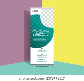 creative modern vector roll up banner design template for business. Roll up banner design with organic shapes. unique trendy banner design.