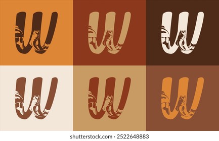 Creativo moderno W Icon Fish Logo con colorido Vector Icon 
