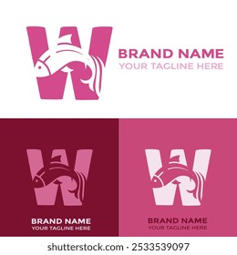 Creative Modern W Letter Fish Logo with colorful Icon Vector