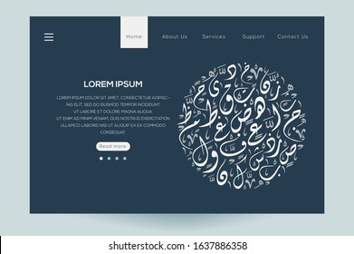 
Creative Modern Website template design ,Contain Random Arabic calligraphy Letters Without specific meaning in English ,Vector illustration.