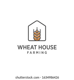 Creative modern wheat sign with house design Icons Vector Silhouette template