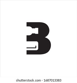 Creative modern wine bottle on B sign logo design template.