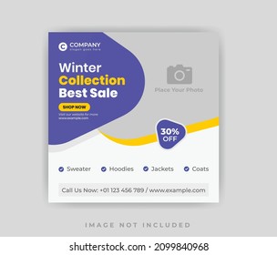 Creative Modern Winter Sale Social Media Post Design or Web Banner Template