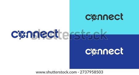 Creative modern wordmark connect logo design vector template. Technology connection logo design vector illustration.