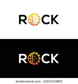 Logo ROCK de marca de palabras moderna creativa. Usable para logotipos de empresas. Elemento de plantilla de diseño de logotipo de vectores planos
