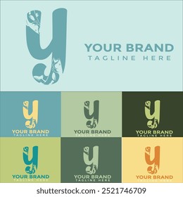 Creative Modern y Letter Fish Logo with colorful Icon Vector
