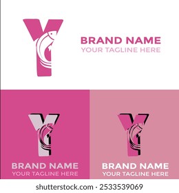 Creative Modern Y Letter Fish Logo with colorful Icon Vector