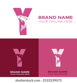 Creative Modern  Y Letter Fish Logo with colorful Icon Vector