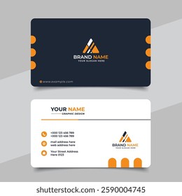 Creative modern yellow business card design name card corporate visiting card and simple clean template vector design