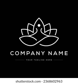 Creative Modern Yoga Logo. Black and White Logo. Usable for Business Logos. Flat Vector Logo Design Template Element