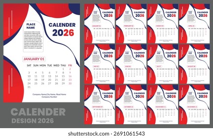 kreativ modern, sauber, Wandkalender Design pro Vektorvorlage