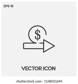 Creative Money With Arrow Vector Icon Illustration.Light Backround.Premium Quality.