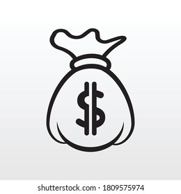 Creative money bag dollar sign vector icon design. US dollar money bag symbol sign