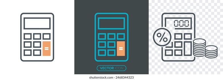 Creative Money Calculator icon set.Financial calculation icon Trendy Flat style.economy concept, financial analytics,credit calculations concept.Vector illustration 