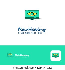 Creative Monitor  Logo Design. Flat color Logo place for Tagline. Vector Illustration