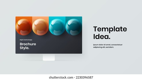 Creative monitor mockup landing page illustration. Premium web banner design vector concept.