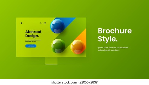 Creative monitor mockup site screen template. Colorful banner vector design illustration.