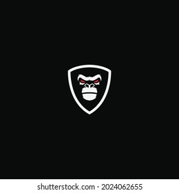 creative monkey face shield logo design. logo template